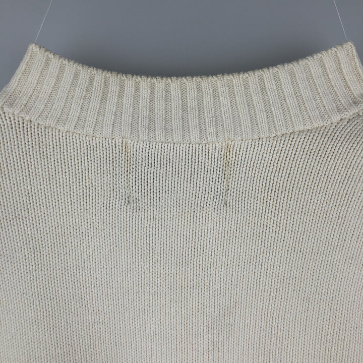 90'S Looney Tunes Wile E. Coyote V-neck acrylic and cotton knit sweater, men's size L, vintage cotton white type Vintage Second Hand