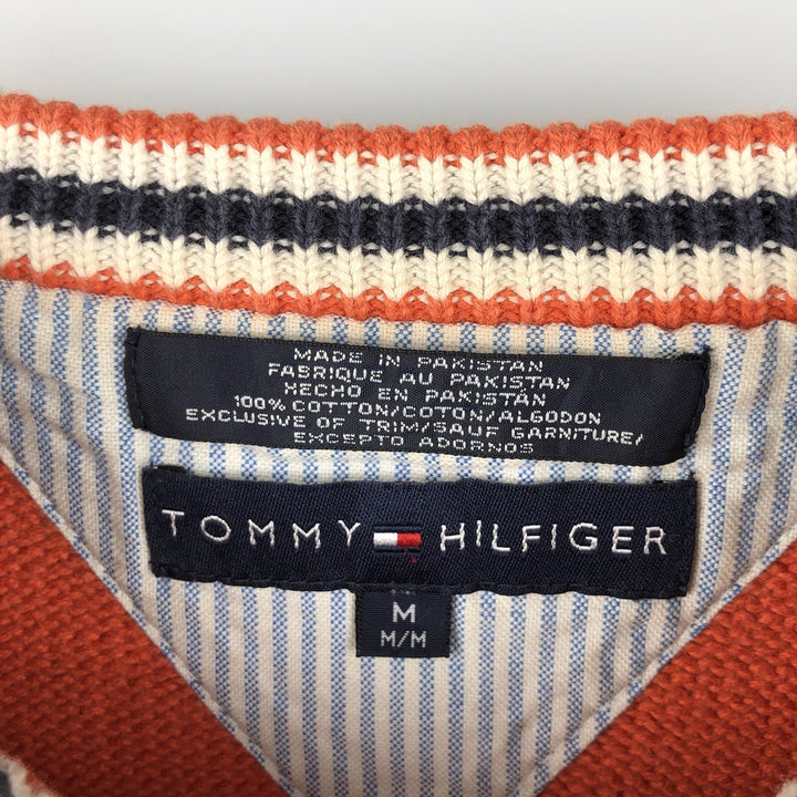 Tommy Hilfiger cotton knit sweater, men's size M cotton orange type Vintage Second Hand