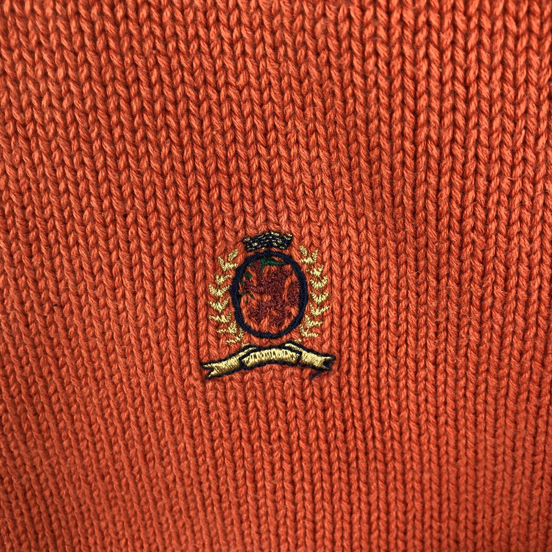 Tommy Hilfiger cotton knit sweater, men's size M cotton orange type Vintage Second Hand
