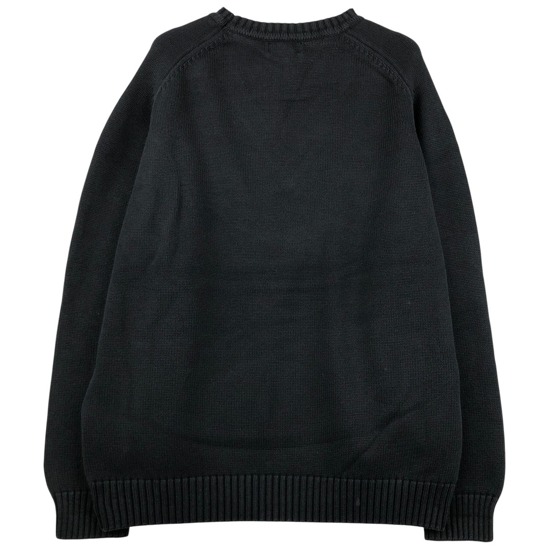 LANDS' END V-neck cotton knit sweater, Made in USA, Men's XL cotton black type Vintage Second Hand