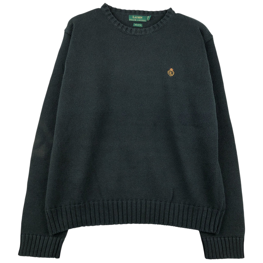 Ralph Lauren Lauren cotton knit sweater, men's size M cotton black type Vintage Second Hand