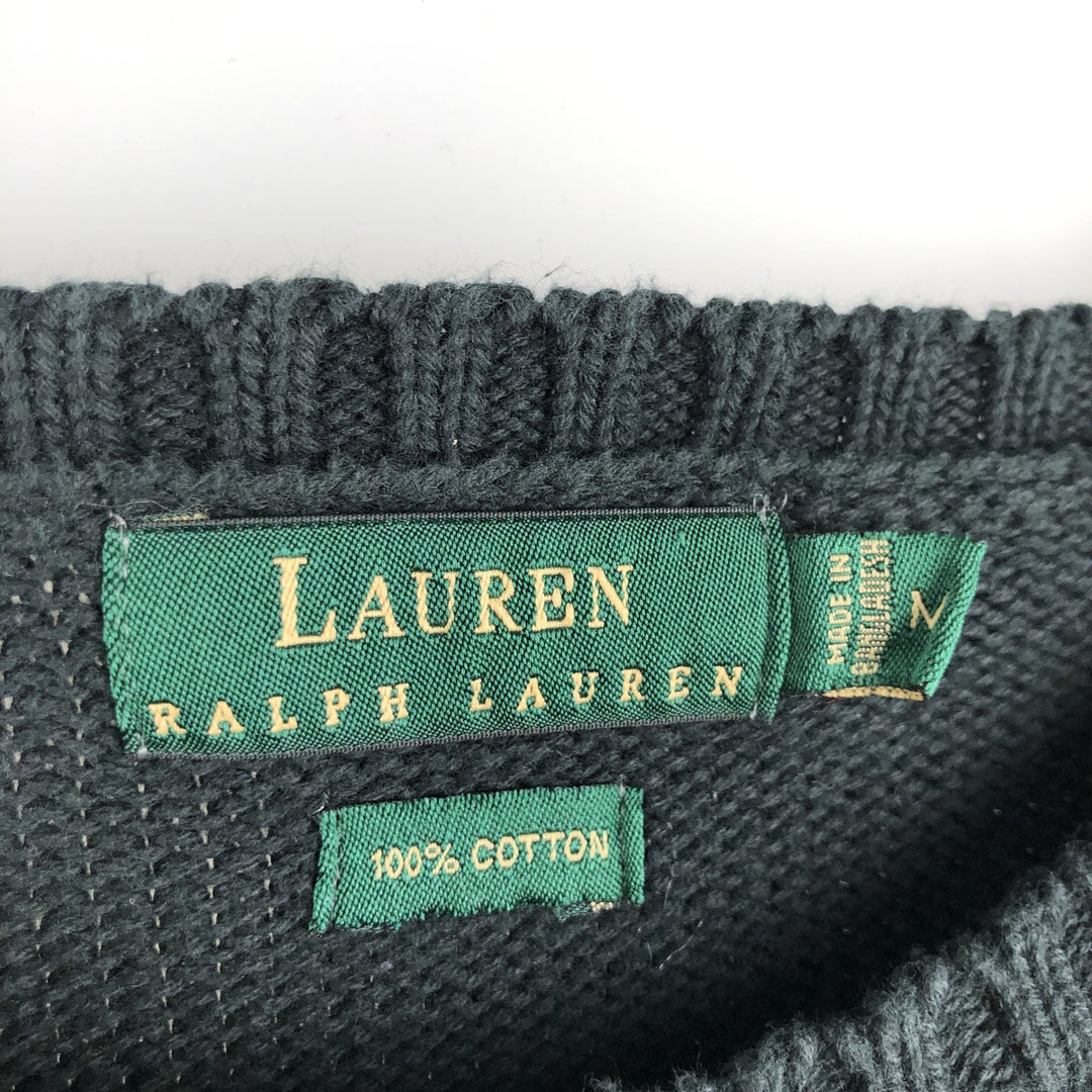 Ralph Lauren Lauren cotton knit sweater, men's size M cotton black type Vintage Second Hand