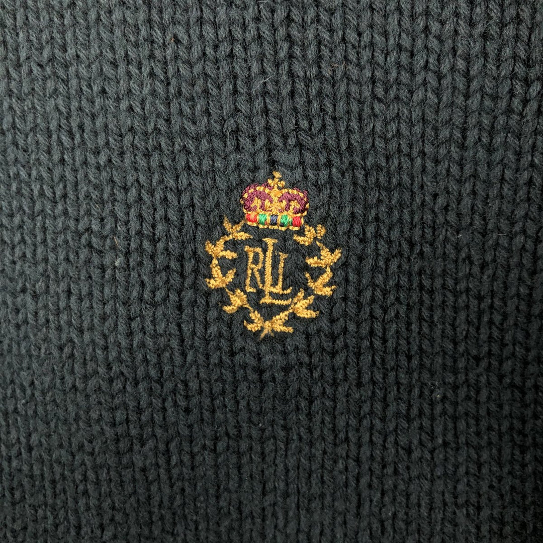 Ralph Lauren Lauren cotton knit sweater, men's size M cotton black type Vintage Second Hand