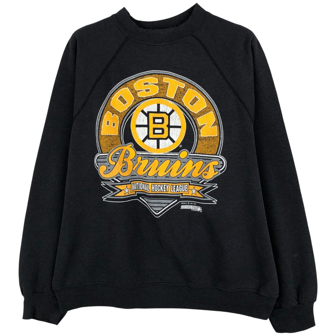 Vintage 90'S NHL Boston Bruins print sweatshirt, size L, men's unclear black type Vintage Second Hand