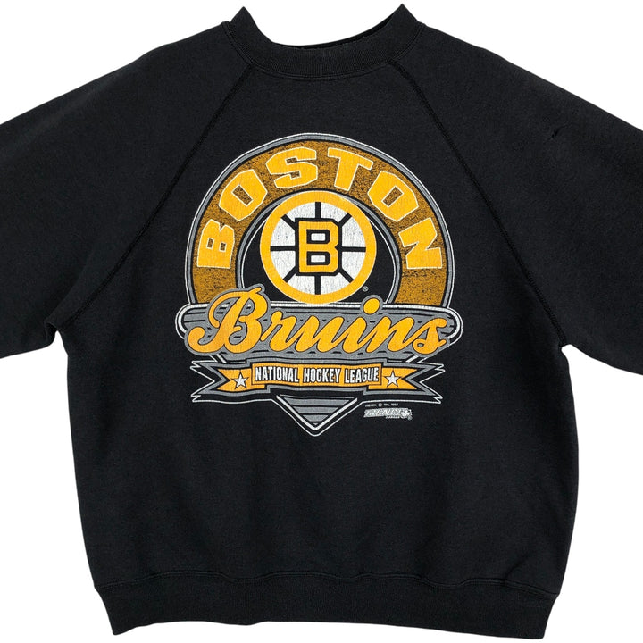 Vintage 90'S NHL Boston Bruins print sweatshirt, size L, men's unclear black type Vintage Second Hand
