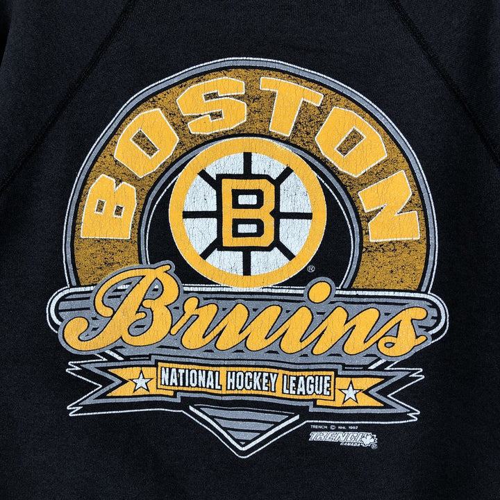 Vintage 90'S NHL Boston Bruins print sweatshirt, size L, men's unclear black type Vintage Second Hand