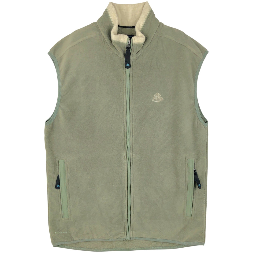 Nike ACG THERMA FIT fleece vest, size M (men's) polyester Khaki type sage green Vintage Second Hand