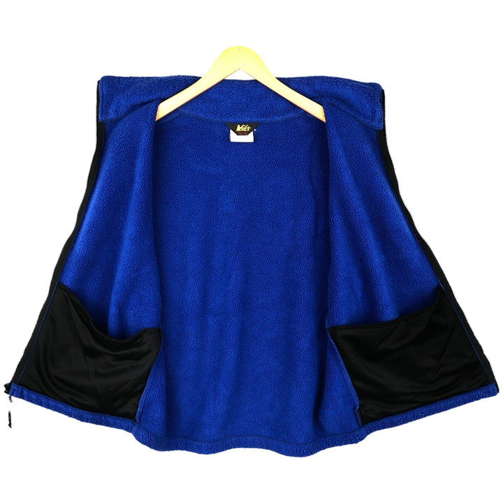 90'S REI boa vest, men's size L polyester blue type Vintage Second Hand