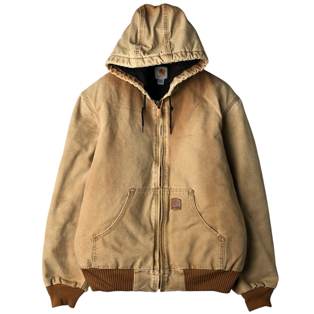Carhartt Active Jacket, Padded Duck Full-Zip Hoodie, Men's Size Medium cotton Beige type Vintage Second Hand