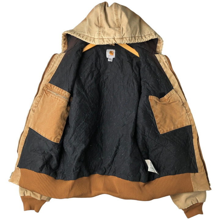 Carhartt Active Jacket, Padded Duck Full-Zip Hoodie, Men's Size Medium cotton Beige type Vintage Second Hand