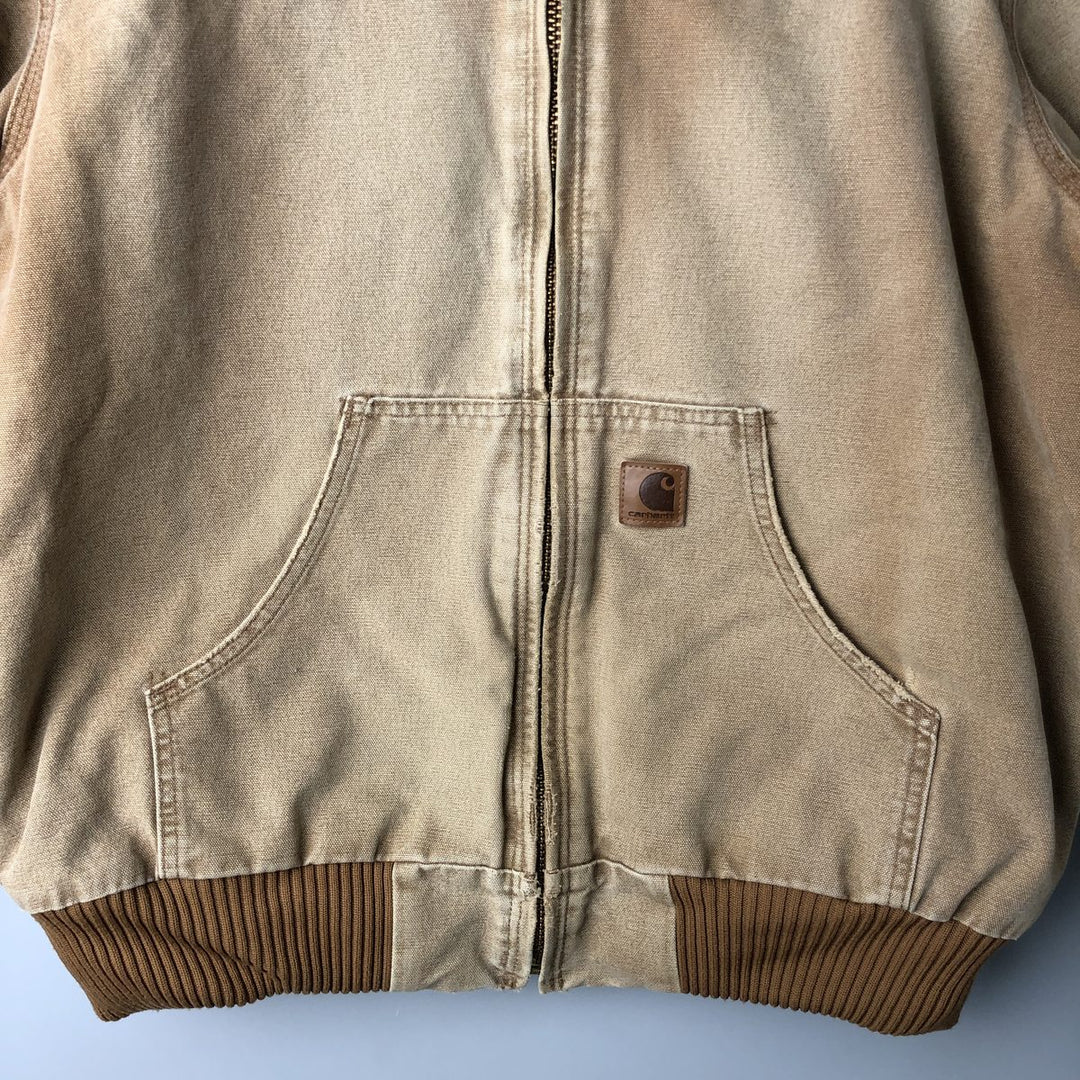 Carhartt Active Jacket, Padded Duck Full-Zip Hoodie, Men's Size Medium cotton Beige type Vintage Second Hand