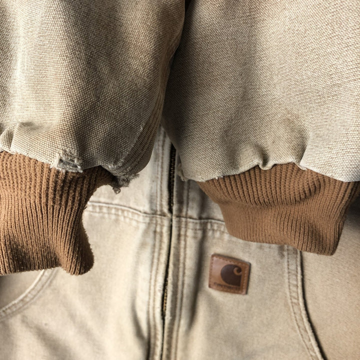 Carhartt Active Jacket, Padded Duck Full-Zip Hoodie, Men's Size Medium cotton Beige type Vintage Second Hand