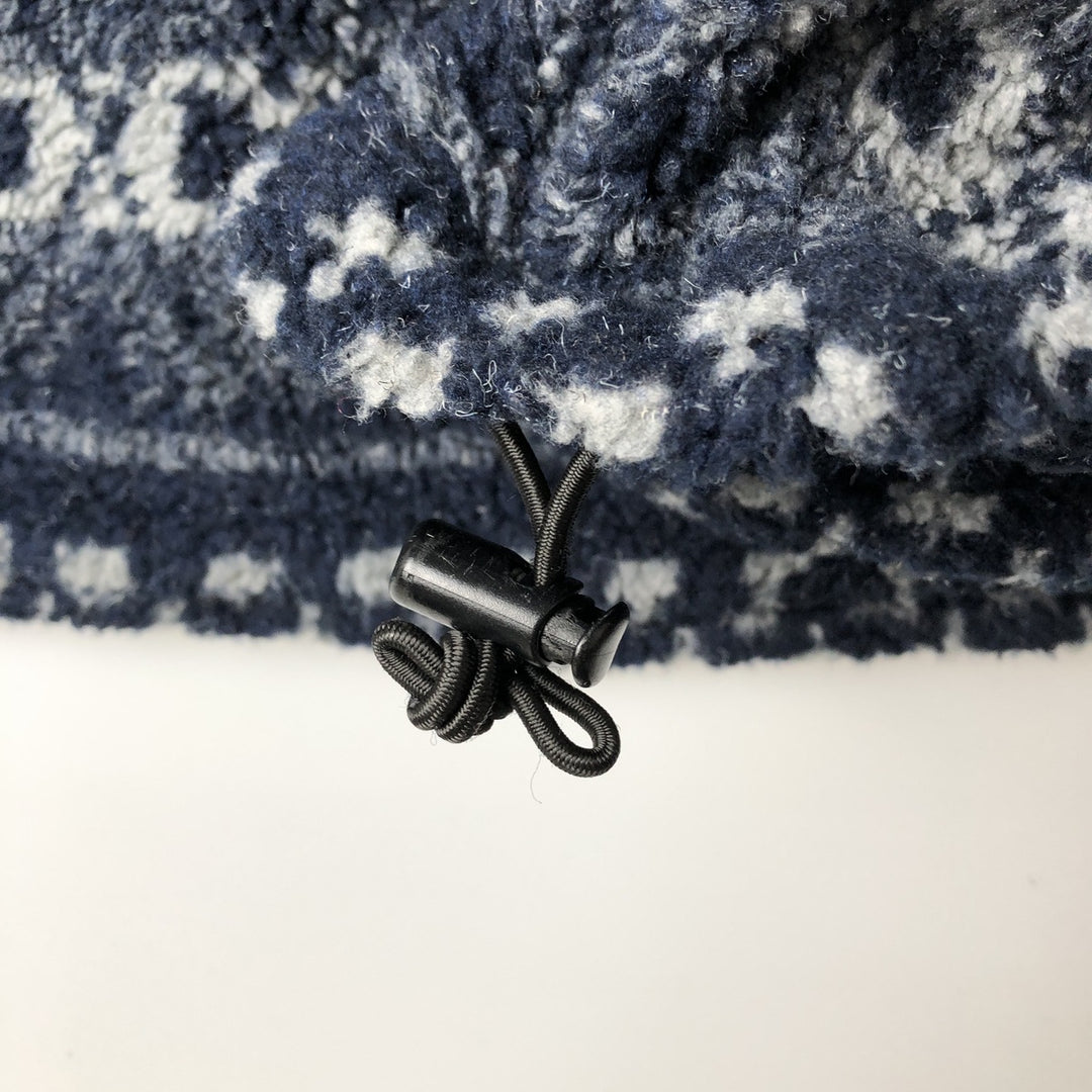 Vintage 90'S NAUTICA all-over print half-zip fleece pullover, made in the USA, men's size XL acrylic navy blue type Vintage Second Hand