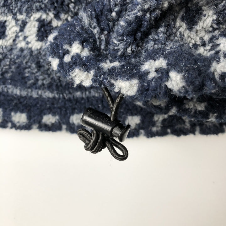 Vintage 90'S NAUTICA all-over print half-zip fleece pullover, made in the USA, men's size XL acrylic navy blue type Vintage Second Hand