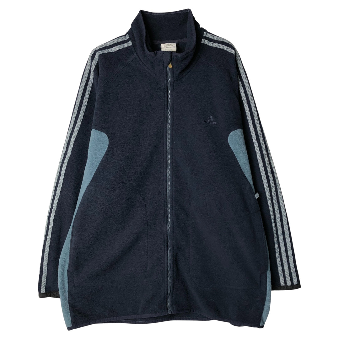 2000'S Adidas fleece jacket, men's size XL polyester navy blue type Vintage Second Hand
