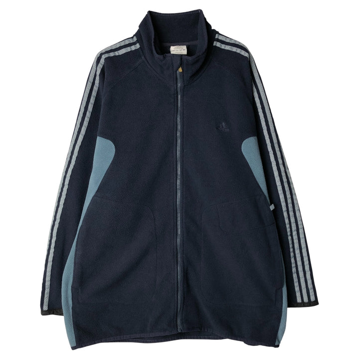2000'S Adidas fleece jacket, men's size XL polyester navy blue type Vintage Second Hand
