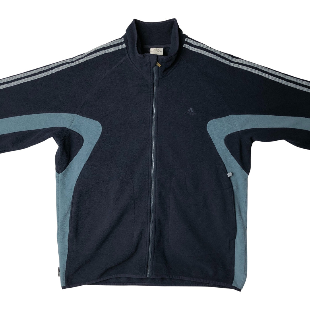 2000'S Adidas fleece jacket, men's size XL polyester navy blue type Vintage Second Hand