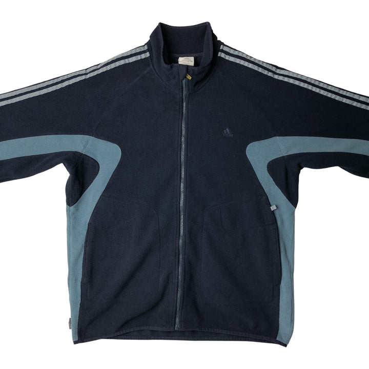 2000'S Adidas fleece jacket, men's size XL polyester navy blue type Vintage Second Hand