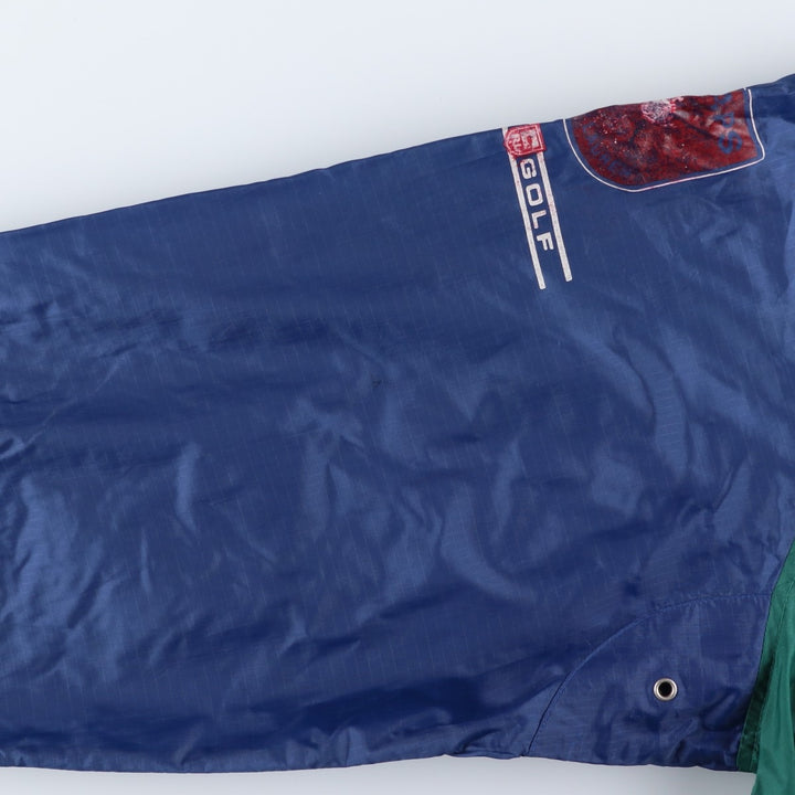 Ralph Lauren CHAPS GOLF Crazy Pattern Ripstop Nylon Jacket, Made in Russia, Men's Size L Nylon navy blue type Vintage Second Hand