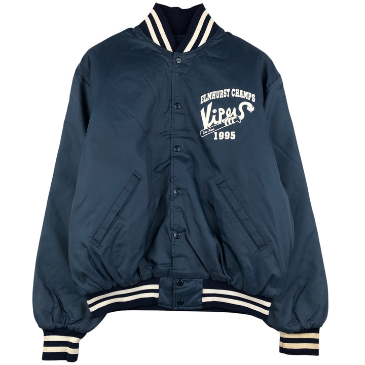 90'S Richard A. Leslie Birdie Padded Varsity Jacket, Made in USA, Men's Size L unclear navy blue type Vintage Second Hand