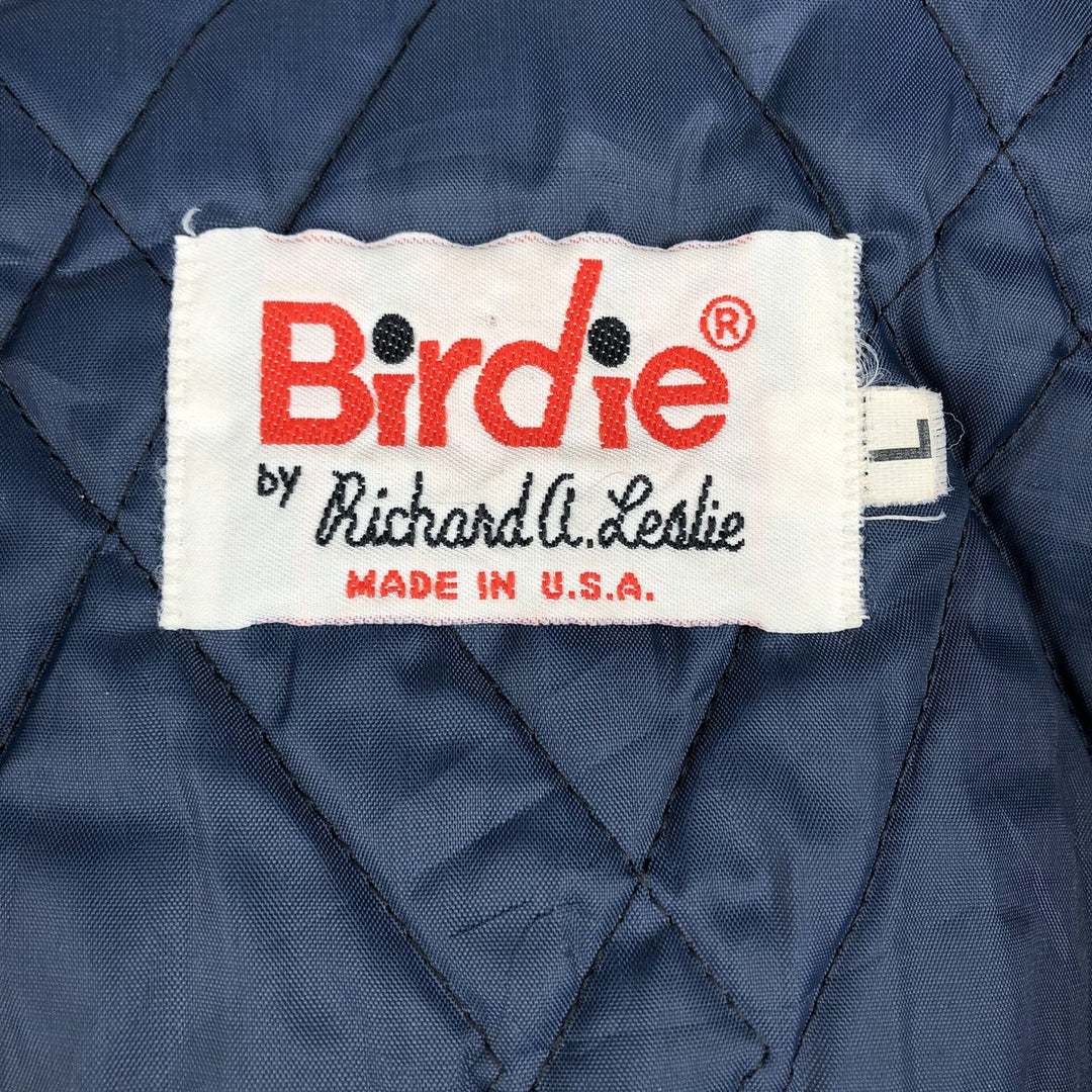 90'S Richard A. Leslie Birdie Padded Varsity Jacket, Made in USA, Men's Size L unclear navy blue type Vintage Second Hand