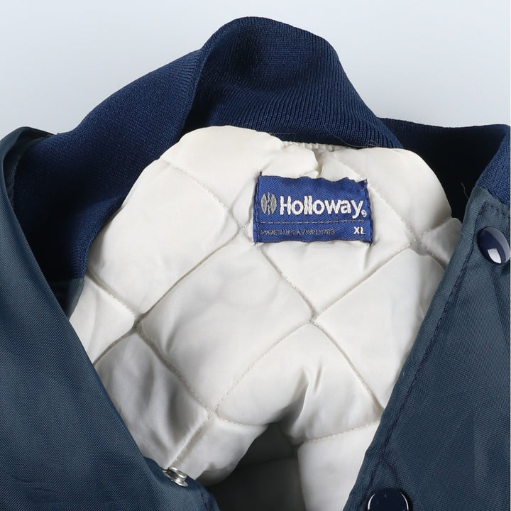 Vintage 80s-90'S Holloway padded puffer jacket, Made in USA, Men's XL Nylon navy blue type Vintage Second Hand