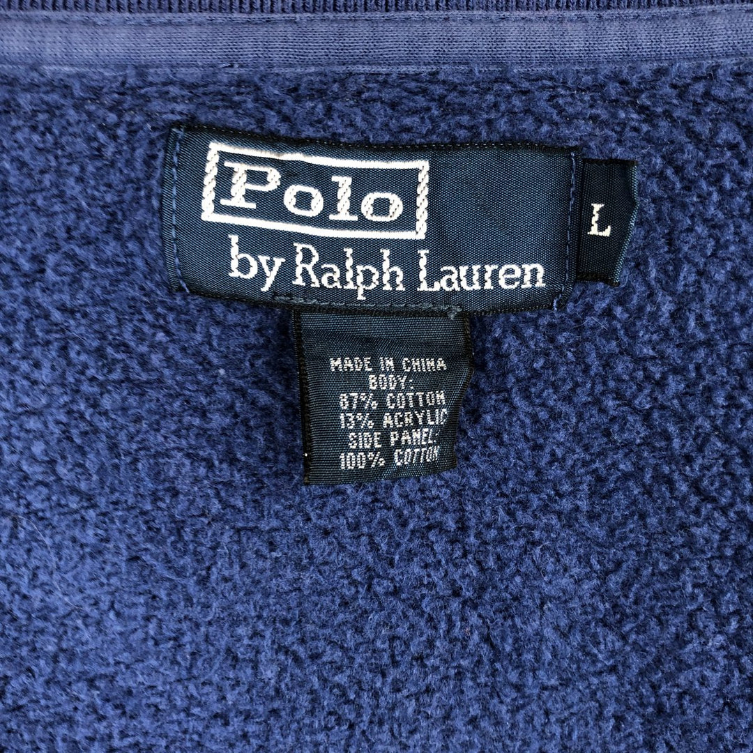 Ralph Lauren full-zip sweatshirt, men's size L cotton blue type Vintage Second Hand
