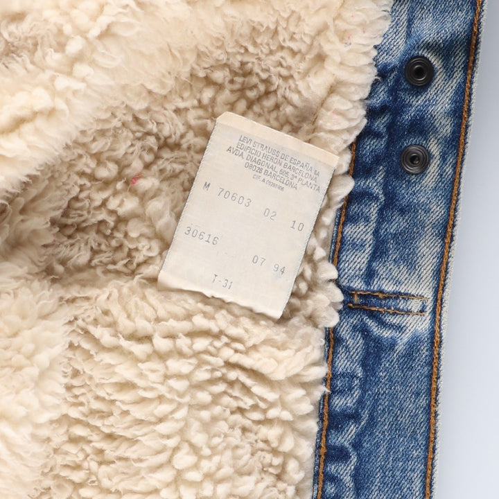 90'S Levi's 70603-0210 Denim Boa Jacket, Men's Size Medium, Vintage cotton blue type Vintage Second Hand