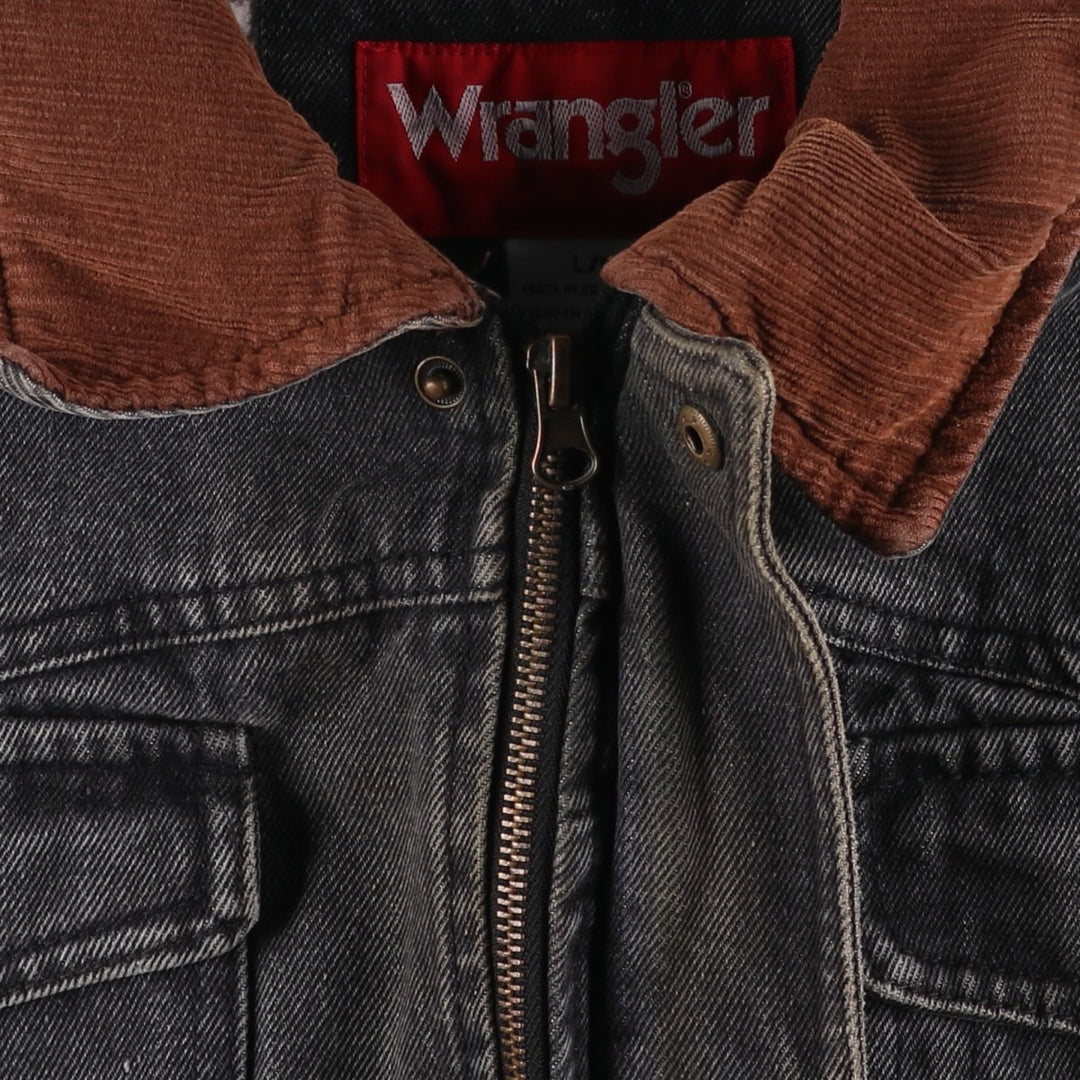 Wrangler padded black denim jacket, size L, men's cotton black type Vintage Second Hand