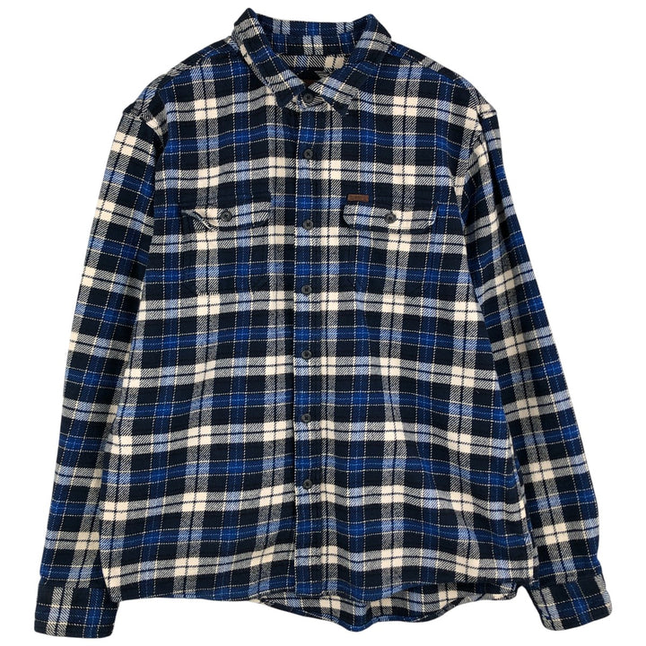 ORVIS Long Sleeve Heavy Flannel Check Shirt, Men's XL cotton Navy blue Vintage Second Hand