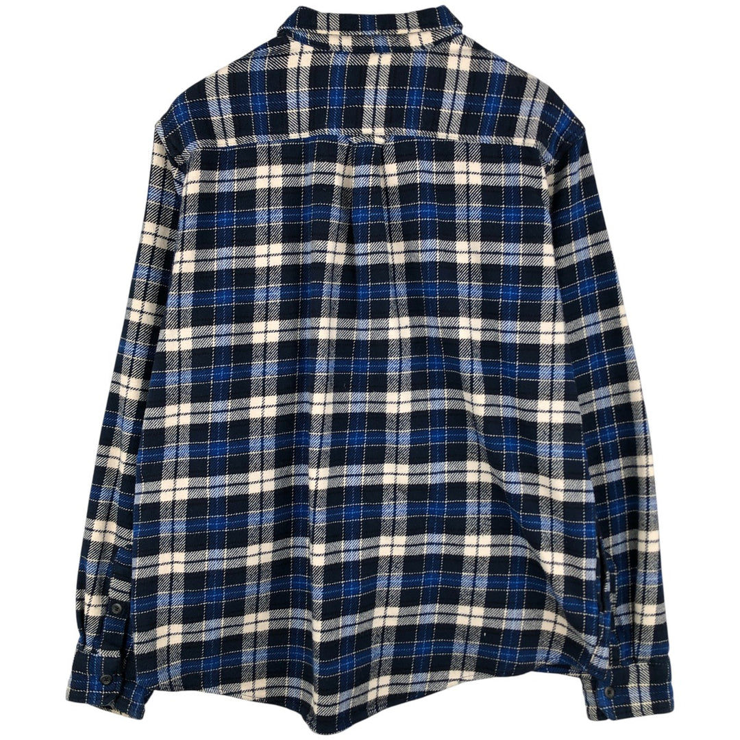 ORVIS Long Sleeve Heavy Flannel Check Shirt, Men's XL cotton Navy blue Vintage Second Hand