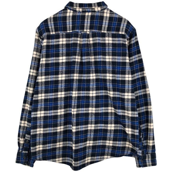 ORVIS Long Sleeve Heavy Flannel Check Shirt, Men's XL cotton Navy blue Vintage Second Hand