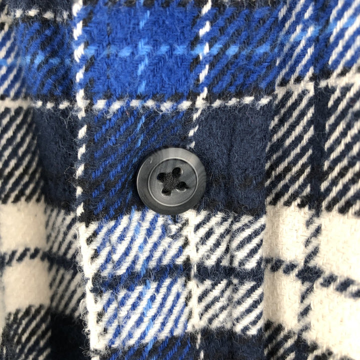 ORVIS Long Sleeve Heavy Flannel Check Shirt, Men's XL cotton Navy blue Vintage Second Hand