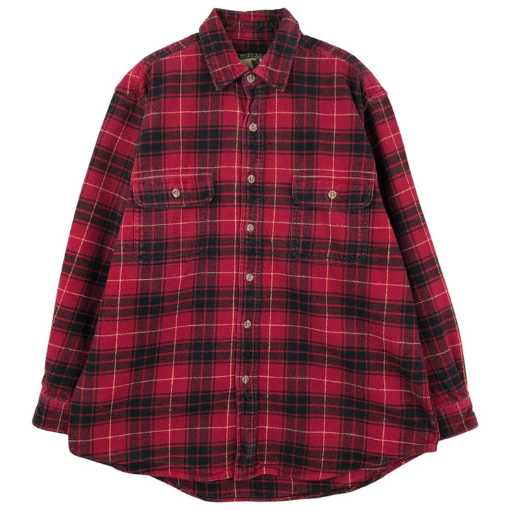 FIELD and STREAM Long Sleeve Heavy Flannel Check Shirt, Men's Size L cotton red type Vintage Second Hand