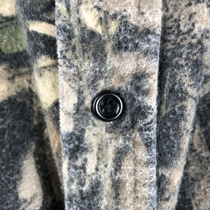NORTHWEST TERRITORY Camouflage Pattern Realtree Camo Long Sleeve Printed Flannel Shirt, Men's Size L cotton Khaki type sage green Vintage Second Hand