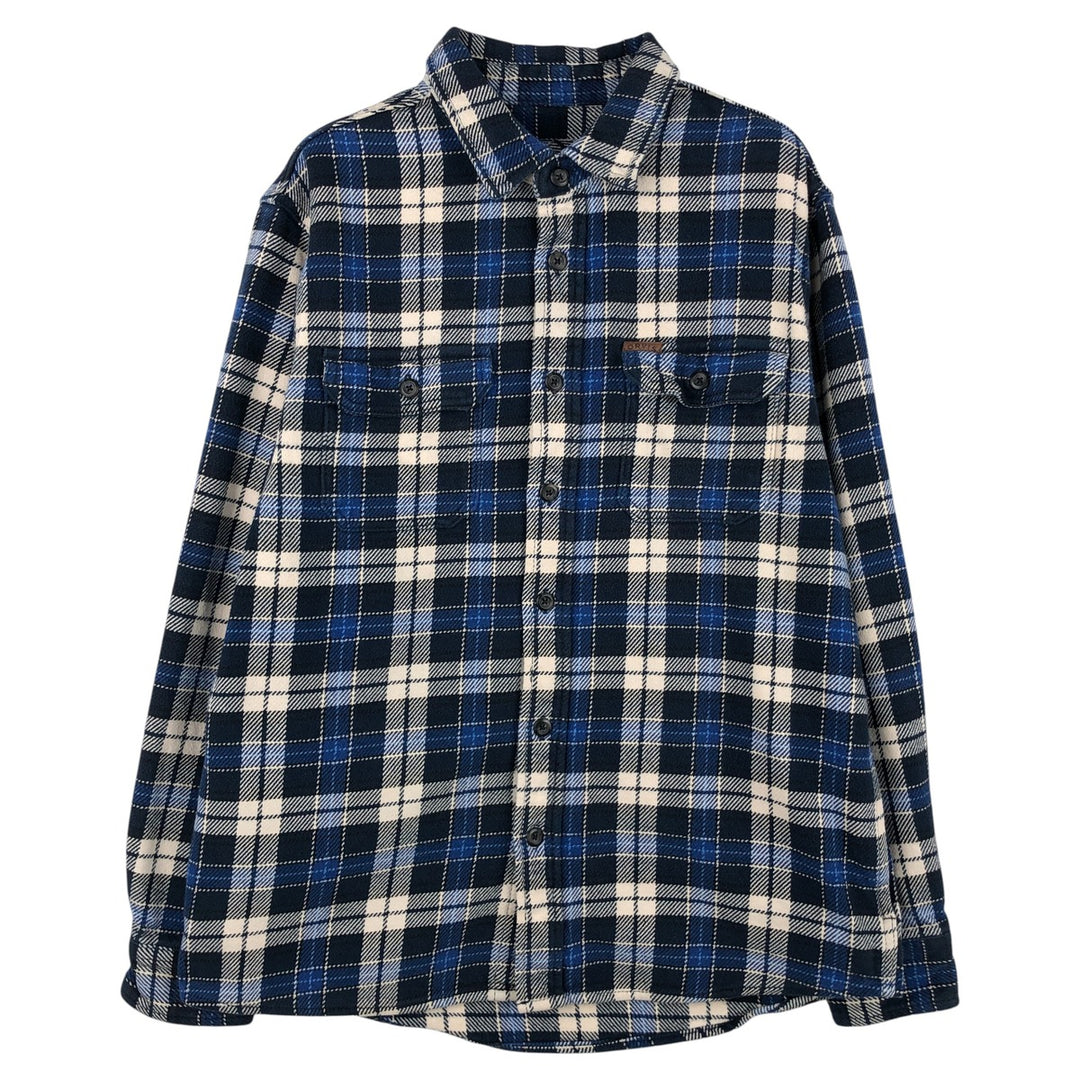 ORVIS Long Sleeve Flannel Check Shirt, Men's Size M cotton navy blue type Vintage Second Hand