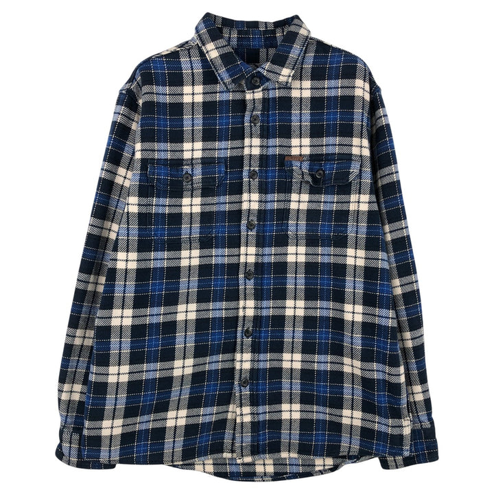 ORVIS Long Sleeve Flannel Check Shirt, Men's Size M cotton navy blue type Vintage Second Hand