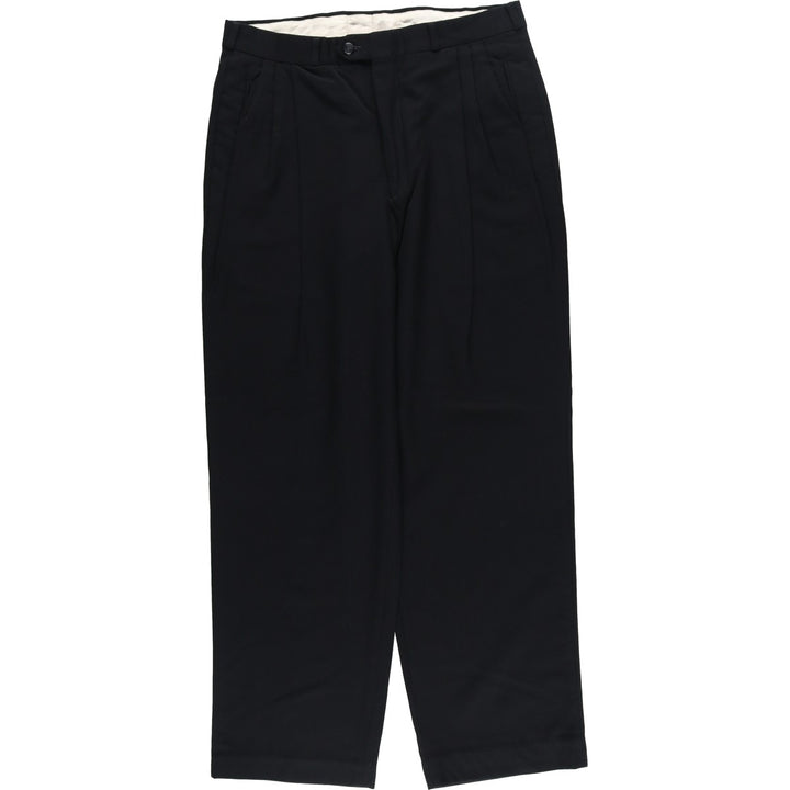 INTERNATIONAL PASSPORT Three-pleat Wool Pants, Men's Slacks, Vintage, Size W32 wool navy blue type Vintage Second Hand