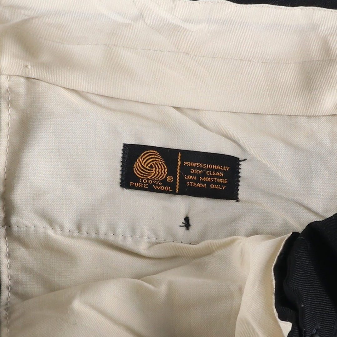INTERNATIONAL PASSPORT Three-pleat Wool Pants, Men's Slacks, Vintage, Size W32 wool navy blue type Vintage Second Hand