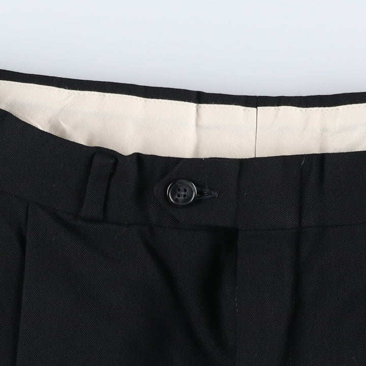 INTERNATIONAL PASSPORT Three-pleat Wool Pants, Men's Slacks, Vintage, Size W32 wool navy blue type Vintage Second Hand