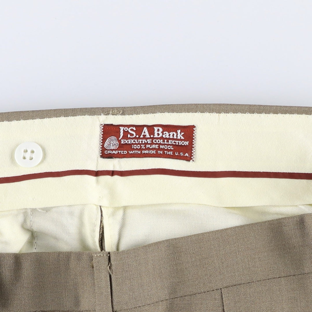 Vintage 80s-90'S JOS. A. BANK two-pleat wool pants, made in the USA, men's size W34. wool Khaki type sage green Vintage Second Hand