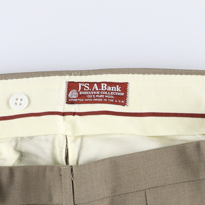 Vintage 80s-90'S JOS. A. BANK two-pleat wool pants, made in the USA, men's size W34. wool Khaki type sage green Vintage Second Hand