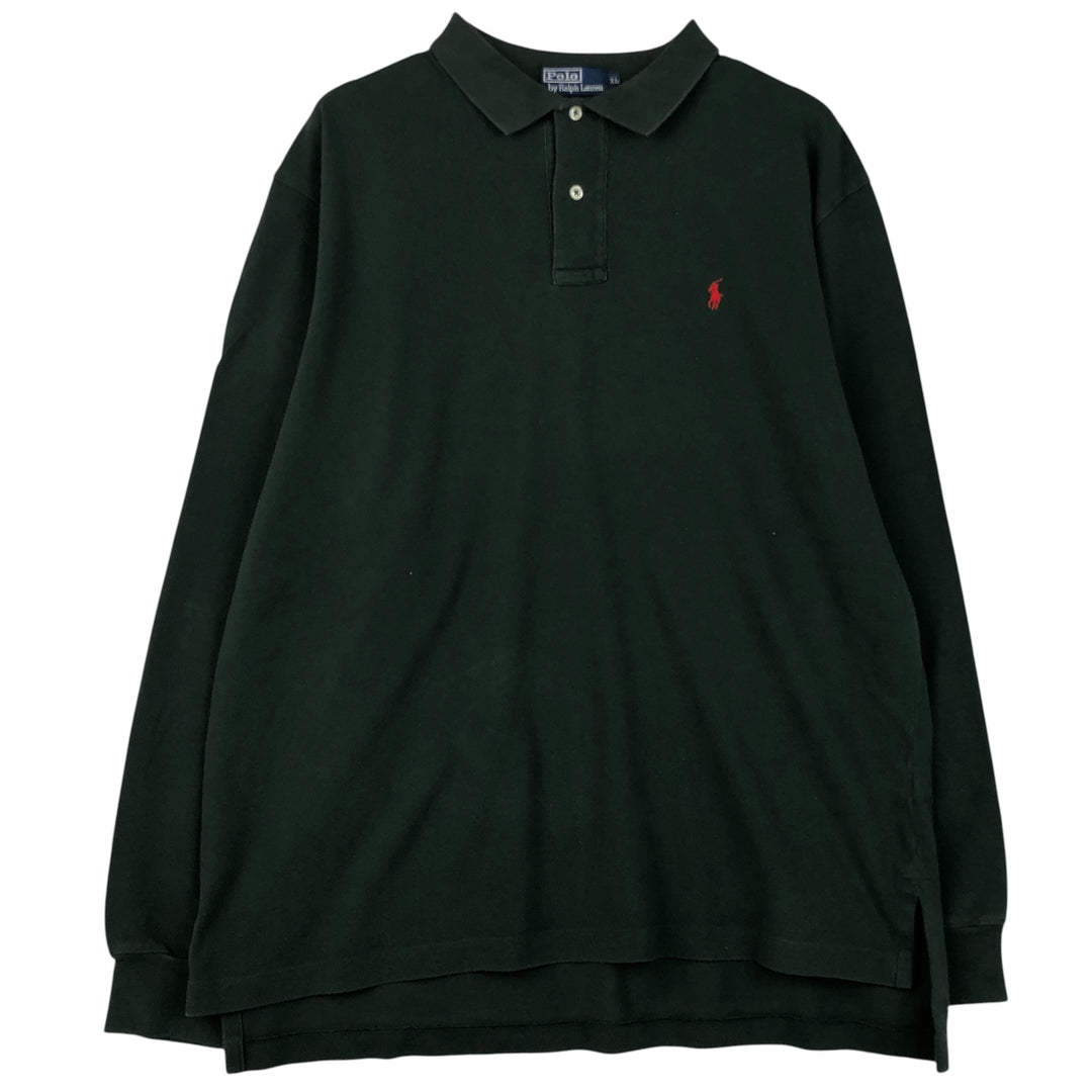 Ralph Lauren POLO by Ralph Lauren long sleeve polo shirt, men's XL size cotton Green type dark green Vintage Second Hand