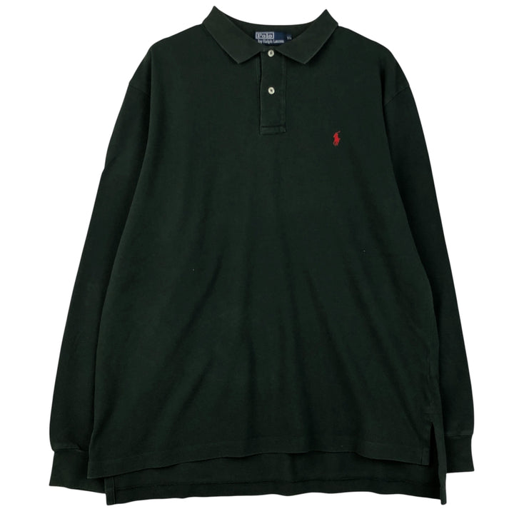 Ralph Lauren POLO by Ralph Lauren long sleeve polo shirt, men's XL size cotton Green type dark green Vintage Second Hand