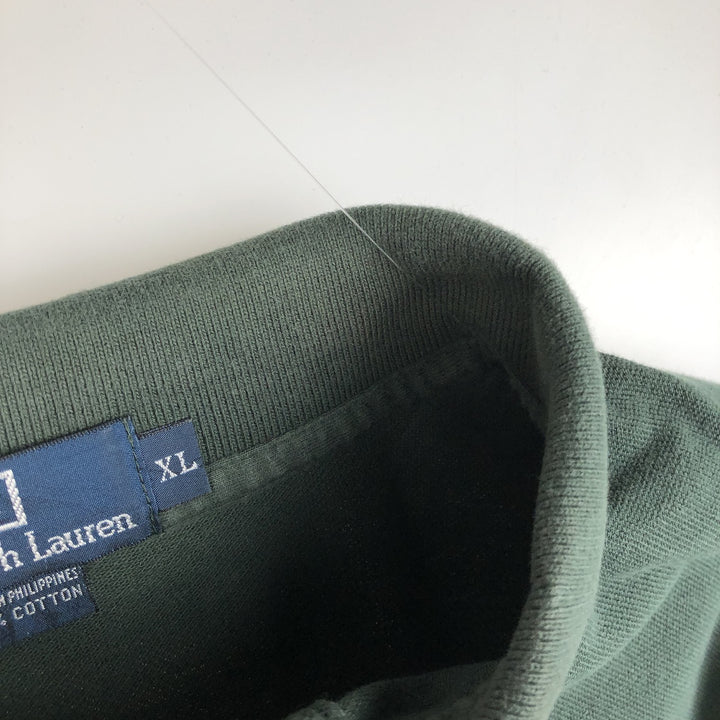 Ralph Lauren POLO by Ralph Lauren long sleeve polo shirt, men's XL size cotton Green type dark green Vintage Second Hand