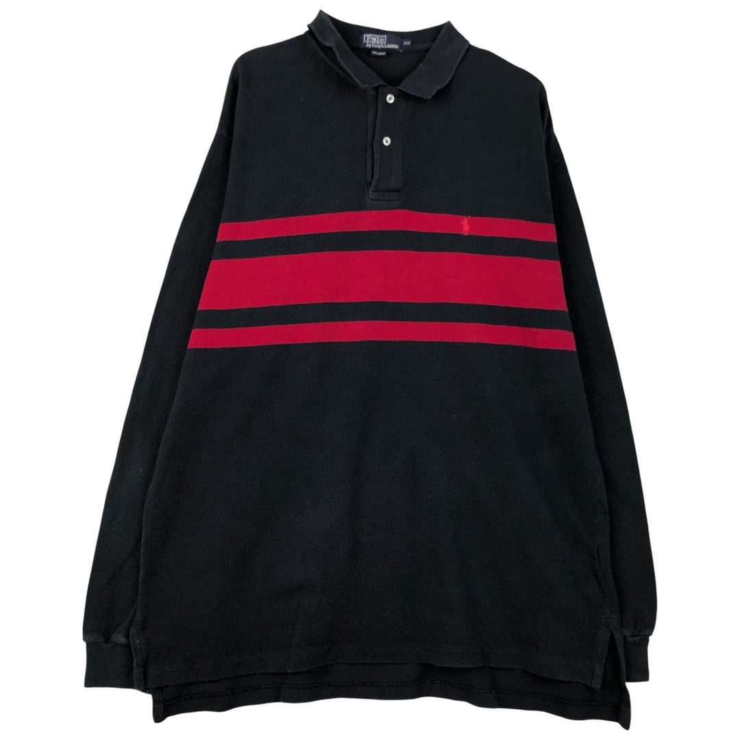 Ralph Lauren POLO by Ralph Lauren long sleeve polo shirt, men's size XXL cotton navy blue type Vintage Second Hand