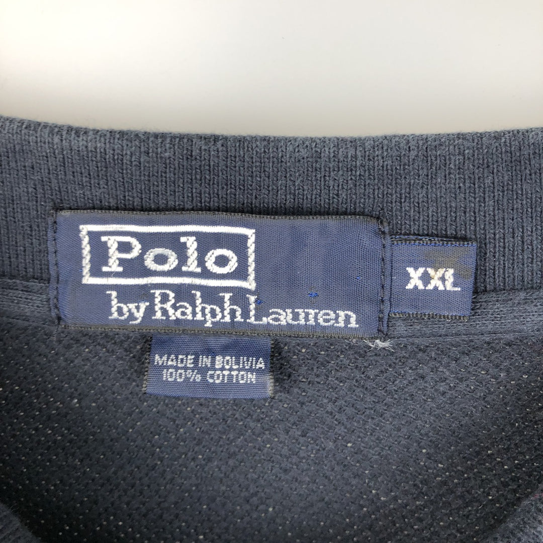 Ralph Lauren POLO by Ralph Lauren long sleeve polo shirt, men's size XXL cotton navy blue type Vintage Second Hand