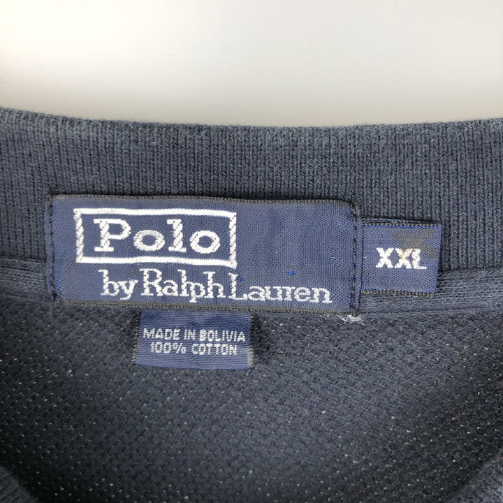 Ralph Lauren POLO by Ralph Lauren long sleeve polo shirt, men's size XXL cotton navy blue type Vintage Second Hand