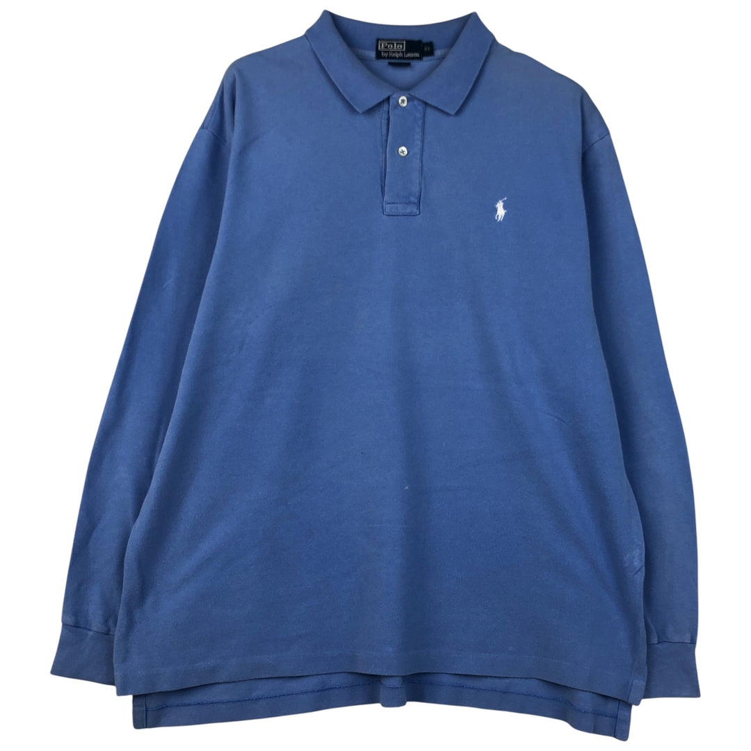 Ralph Lauren POLO by Ralph Lauren long sleeve polo shirt, men's XL size cotton Blue type light blue Vintage Second Hand
