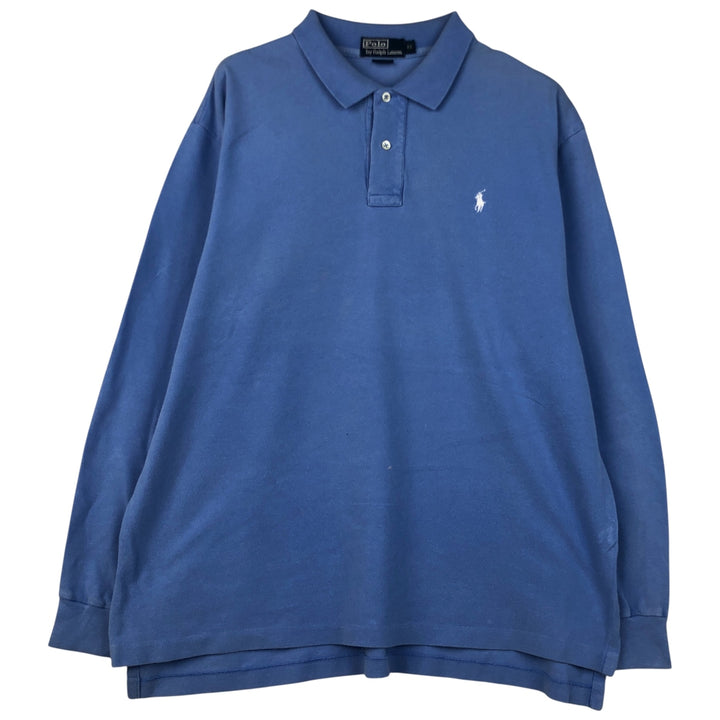 Ralph Lauren POLO by Ralph Lauren long sleeve polo shirt, men's XL size cotton Blue type light blue Vintage Second Hand